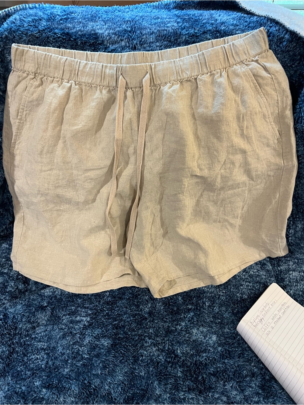 Eileen Fisher Light Beige Linen Drawstring Shorts